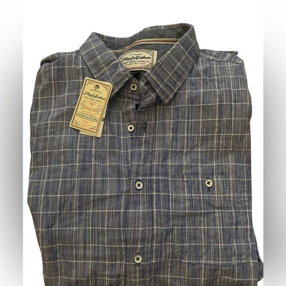 Flag & Anthem Blue Plaid Flannel Shirt Large Tall NWT | Classic Everyday Layer - Picture 3 of 3